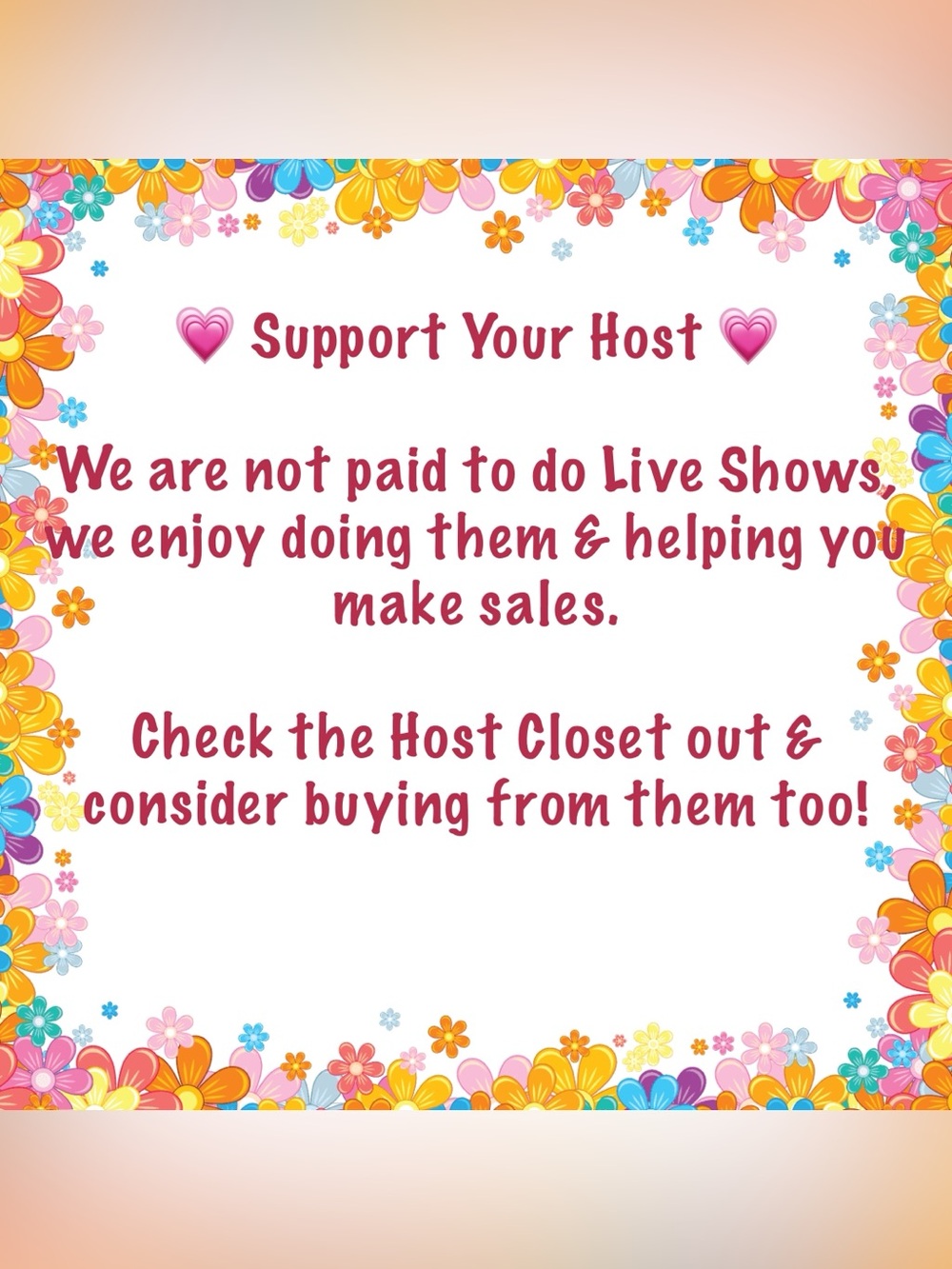 FYI.  LIVE SHOW Information